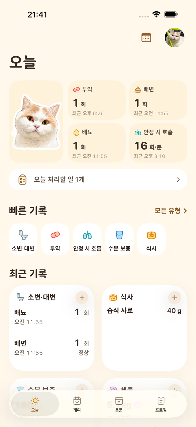 실제 Petter Days 앱 화면 · iPhone